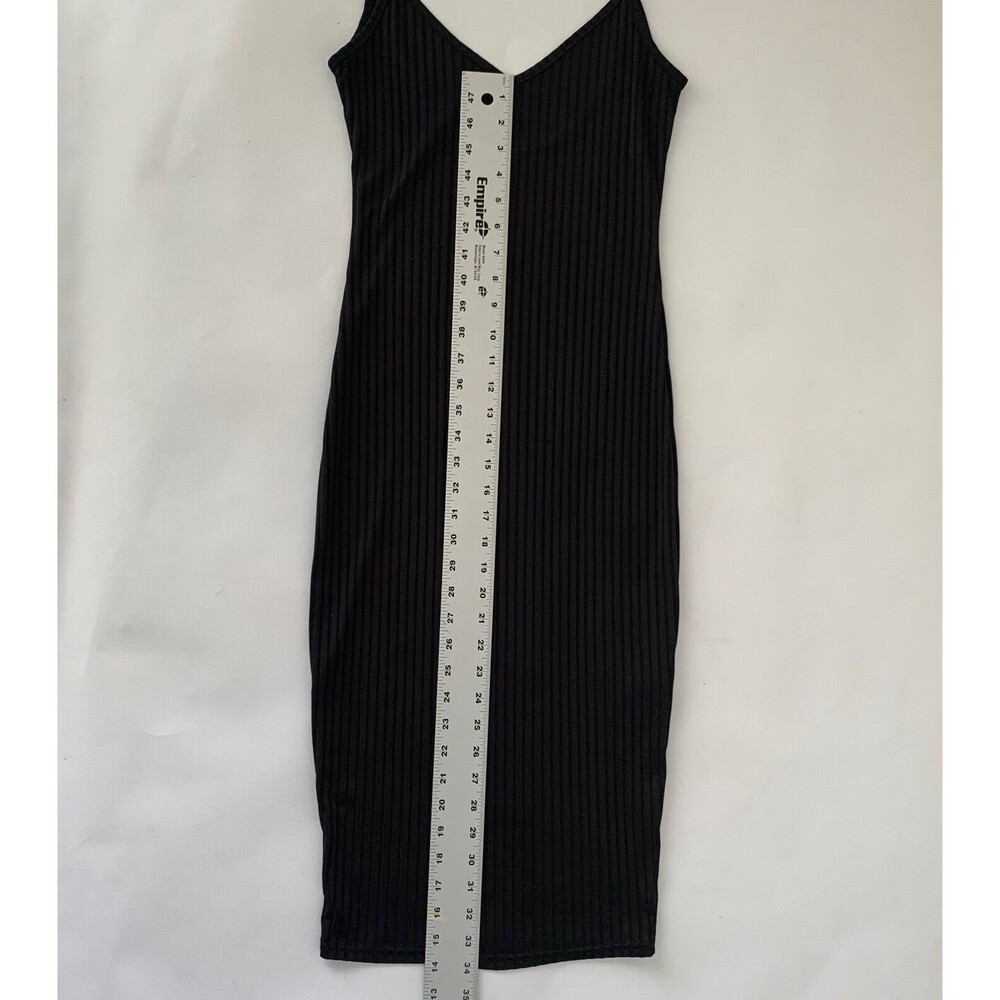 Shein Bodycon Dress Womens Small Black Ribbed Cami Spaghetti Strap Stretch Basic - Picture 7 of 11